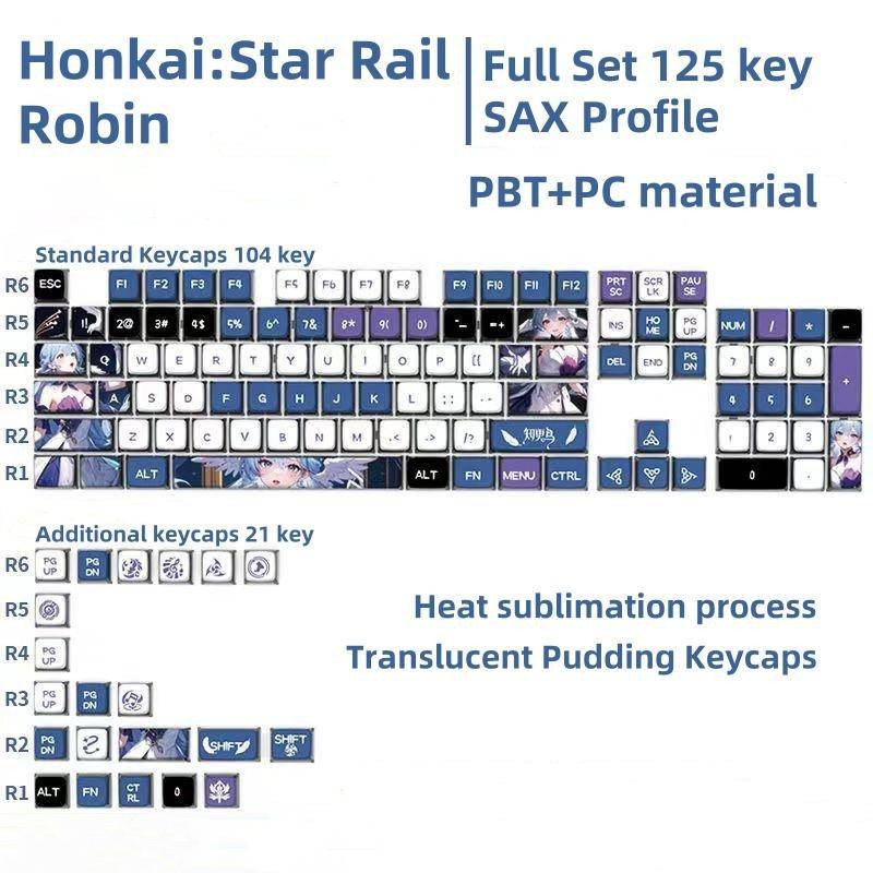 《Honkai:Star Rail》Robin Themed keycaps Profile SAX PBT+PC material four ...