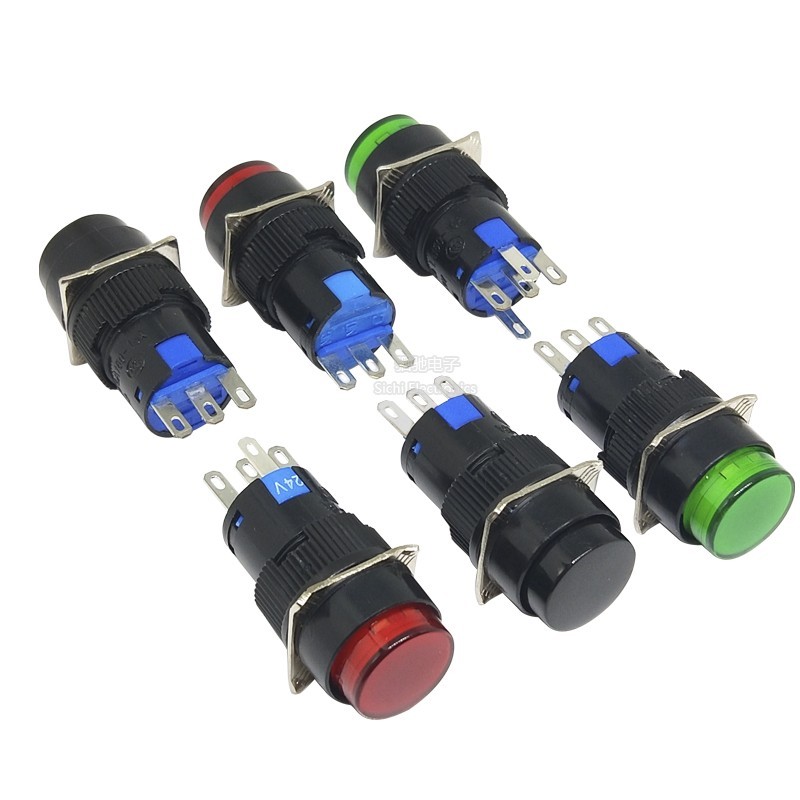 AB6-A Self-Locking 3-Pin Power Start Point 220V Button AL6-M Reset 5 ...