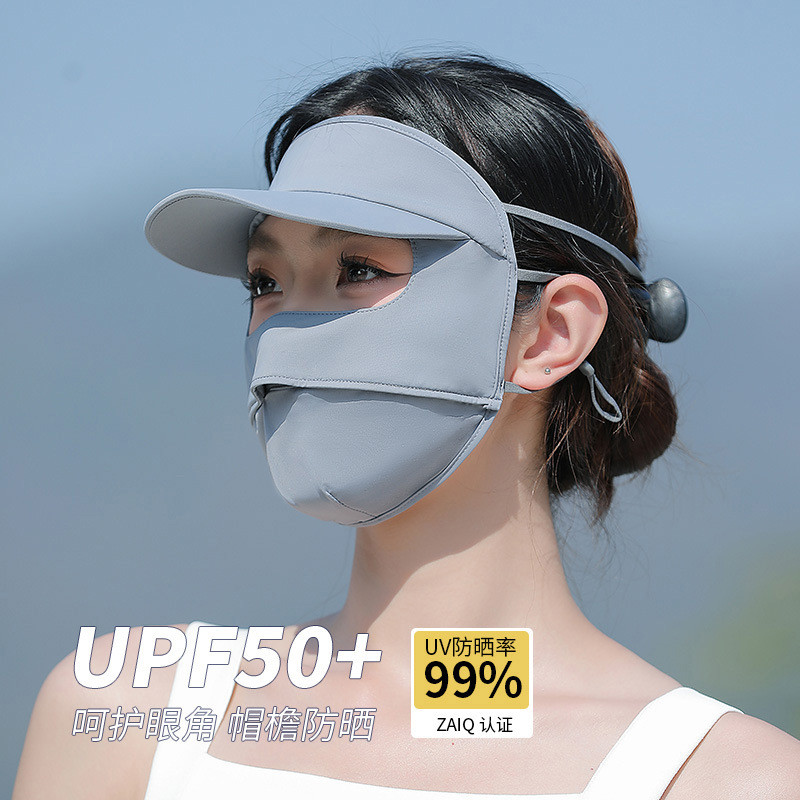Facekini Sunscreen Mask UV Protection Driving Full Face Shield Ice Silk ...