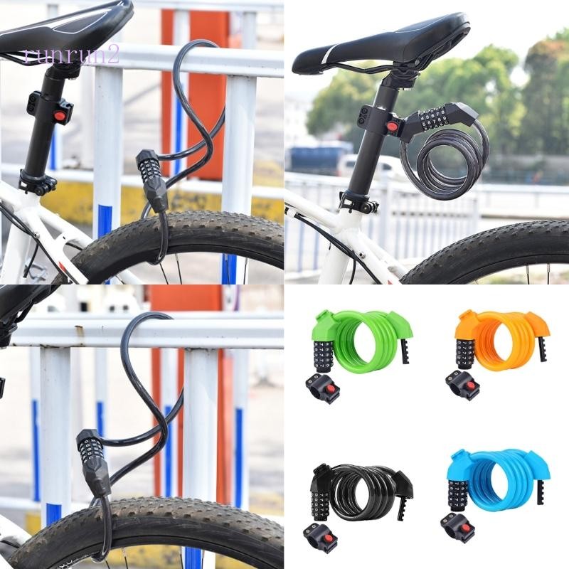 RUN Cycling Lock Coiled Chain Lock Safe Bicycles Code Lock with 5 ...