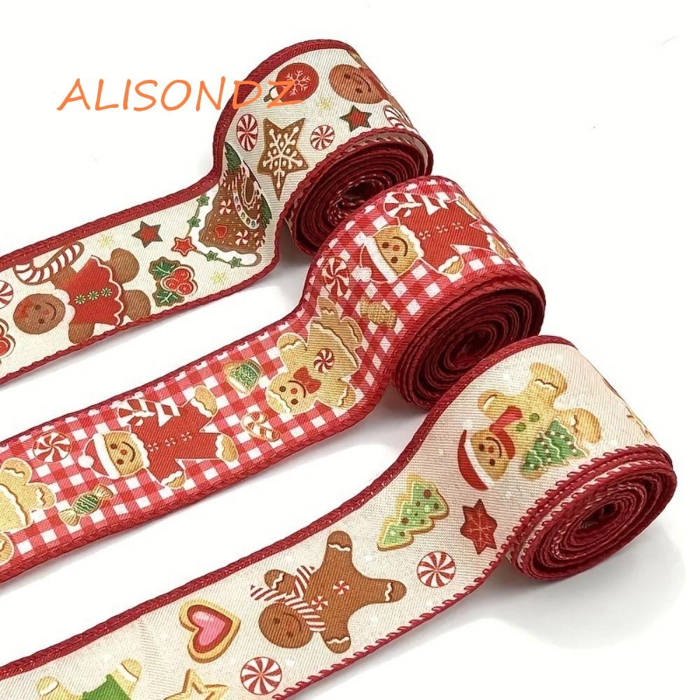 ALISONDZ Gingerbread Man Fabric Ribbon, Snowflake Wrapping Christmas ...