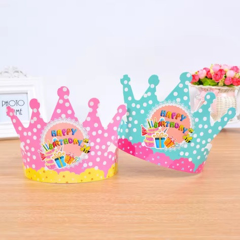 JOY Party Hats Crown Cap Bronzing Hat Golden Color Happy Birthday Party ...