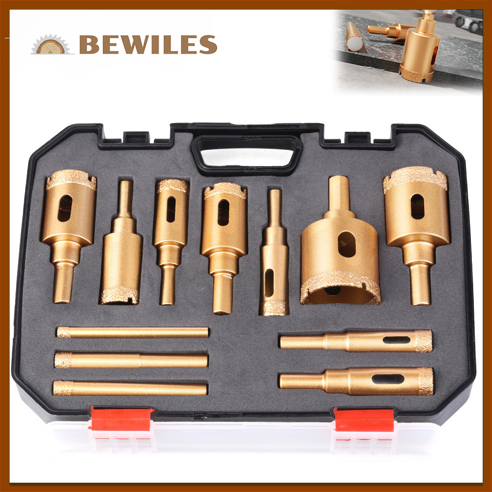 12PCS M10 Brazed Diamond Hole Saw Set for Tile Marble Granite Stone ...