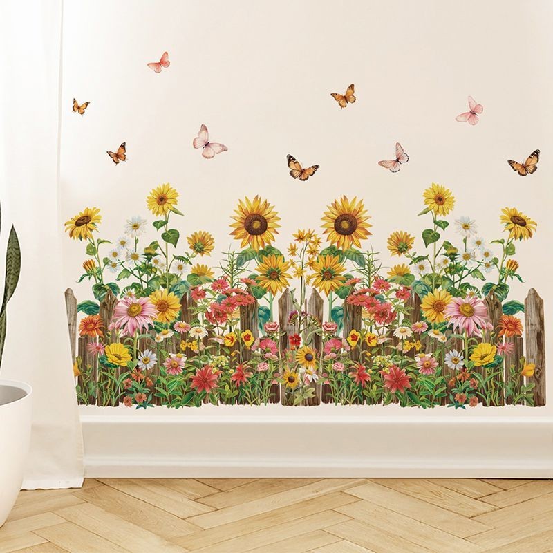 Creative Plant Flower Wall Stickers-Baseboard Bedroom Bay Window Wall ...