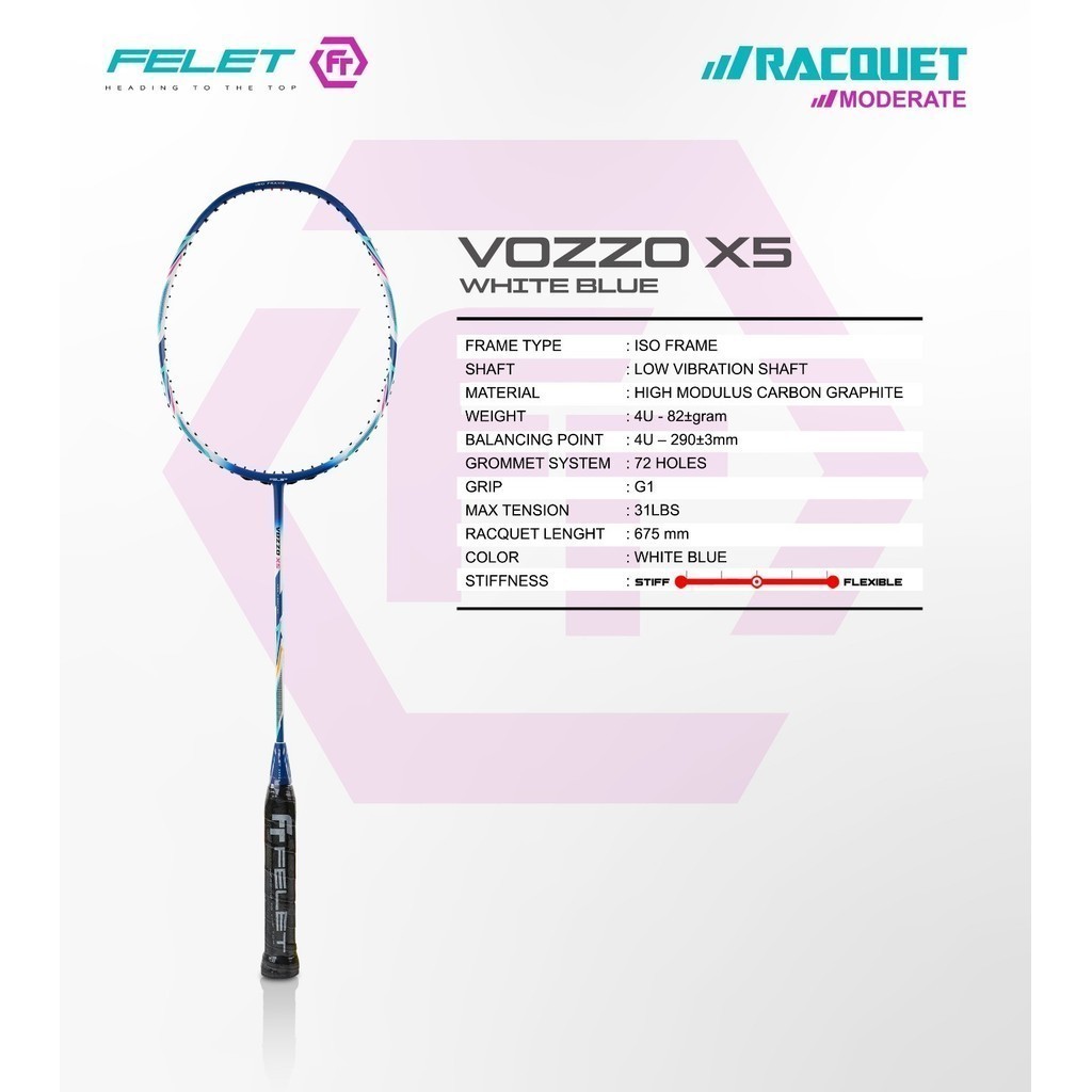 FELET VOZZO X5 4U 82gram Badminton Racket 100% Original by FELET ...