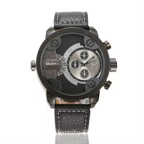 Oulm 3130 Men Quartz Leather Fashion Unique Watch High Hardness Round Dual Display Quartz Wrist Watch Outdoor Sports Watches Shopee Malaysia