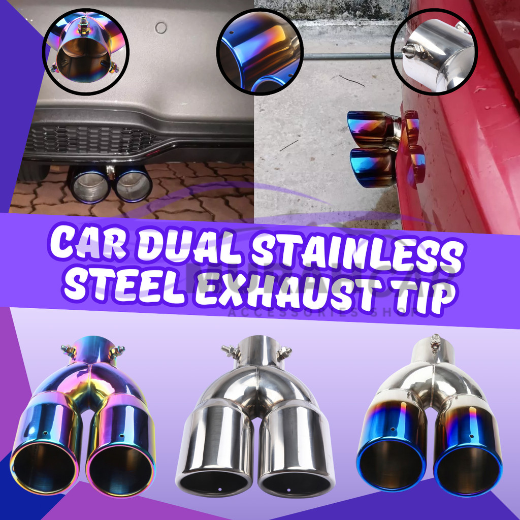 Universal Exhaust Car Dual Exhaust Tip Stainless Steel Muffler Tail ...