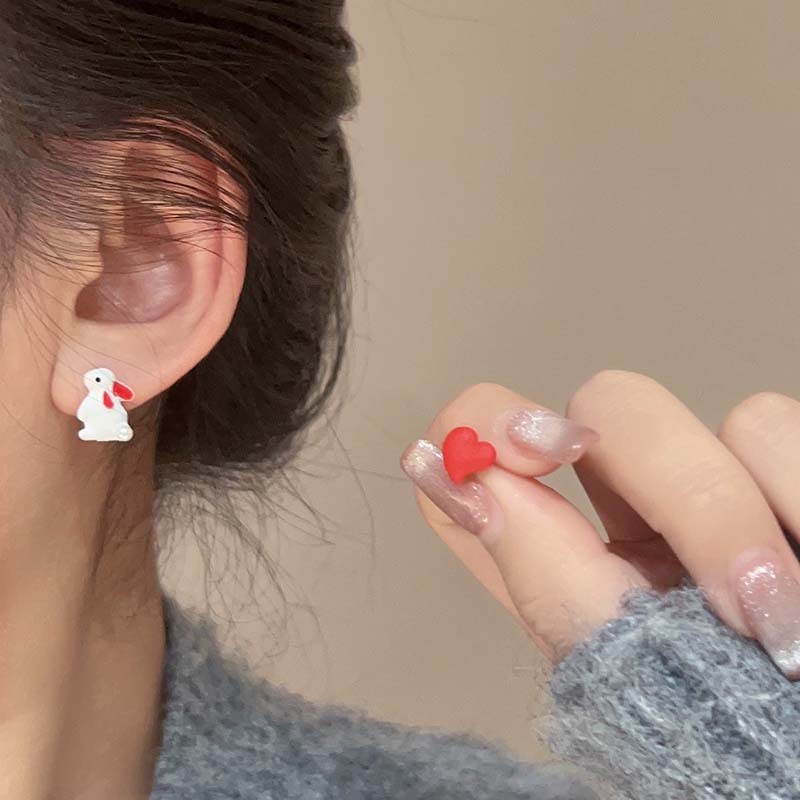 Red Heart Rabbit Earrings gift for Gilrfriend | Shopee Malaysia