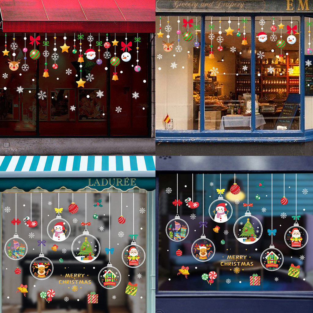 4 Pcs/set Xmas Theme Window Decals PVC Material Glass Stickers ...