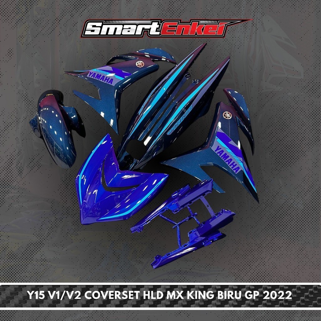COVERSET Y15 V1 V2 HLD MX KING GP 22 BIRU MALIBU CUSTOM KILAT SIAP ...