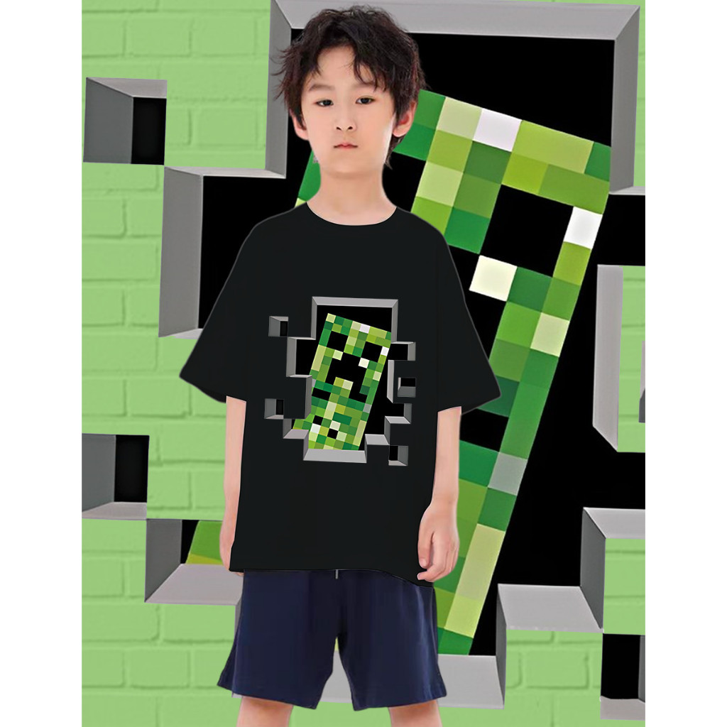 Minecraft Creeper Tie Dye Big Face Camiseta