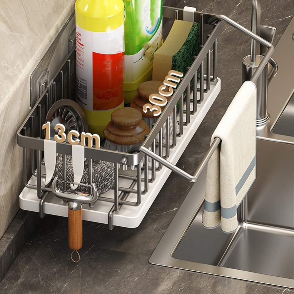 [Twilight]Stainless Steel Wall Mount Kitchen Sink Organizer with Drip