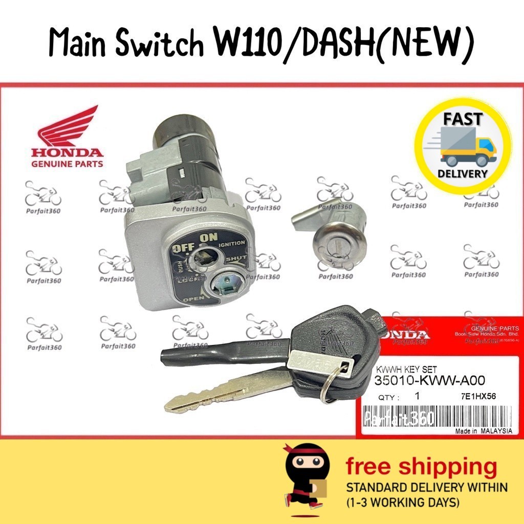 35010-KWW-A00 HONDA W110 / DASH V1 V2 Main Switch / Key Set / Kunci 100 ...
