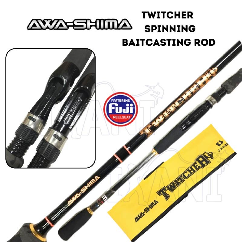 awa shima baitcasting rod AWA-SHIMA TWITCHER SPINNING BAITCASTING Fishing rod Fuji ring seat joran  pancing JAPAN TECHNOLOGY