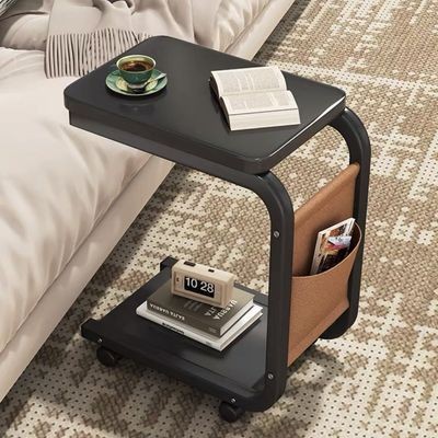 Movable side table with pulleys small coffee table sofa side table ...