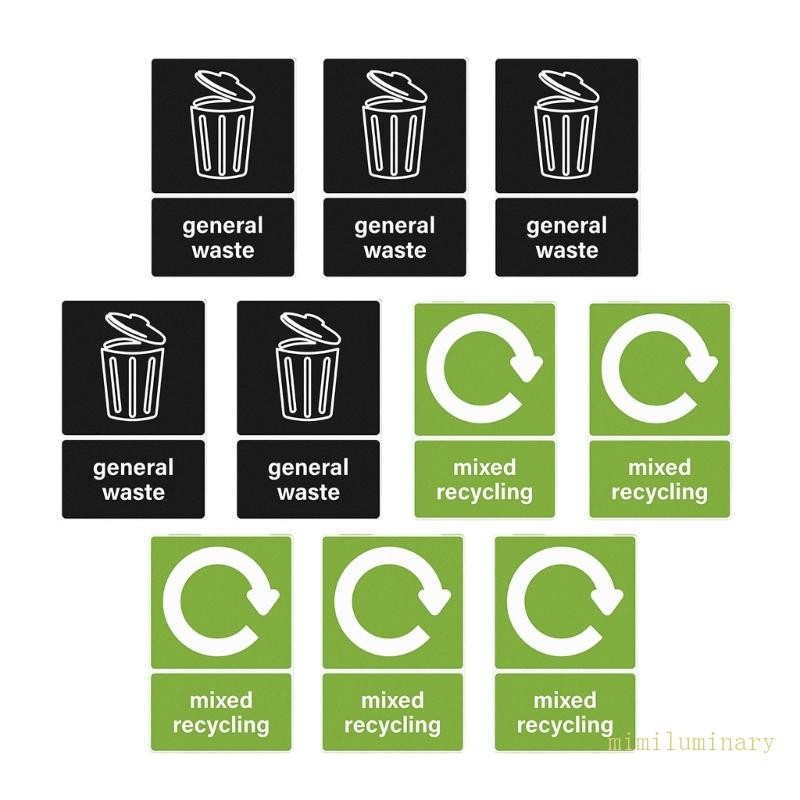 IVY Set of 10 Organizational Trash Can Label Waterproof Decals Recycle ...