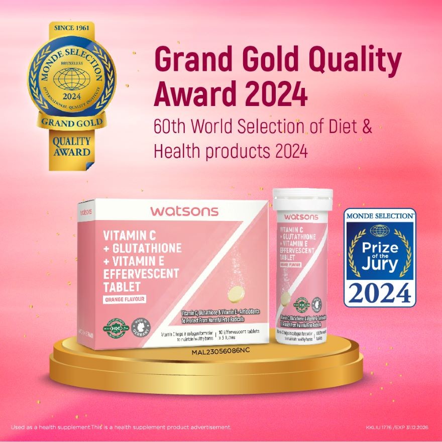 WATSONS Vitamin C + Vitamin E + Glutathione Effervescent Tablets 30s