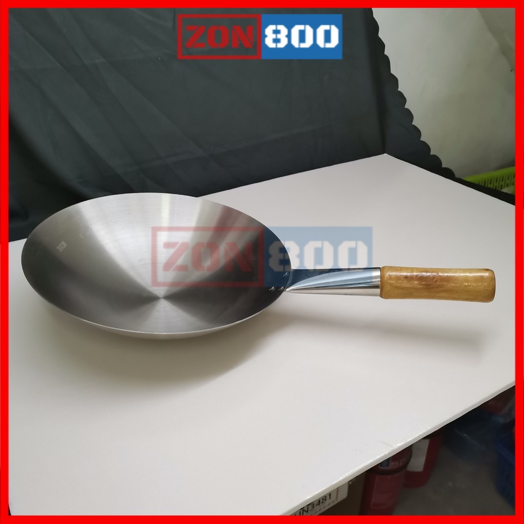 [ OFFER 50% ] Kuali Steel 30CM / Wood Hanlde Kuali Tahan Kuali Goreng ...