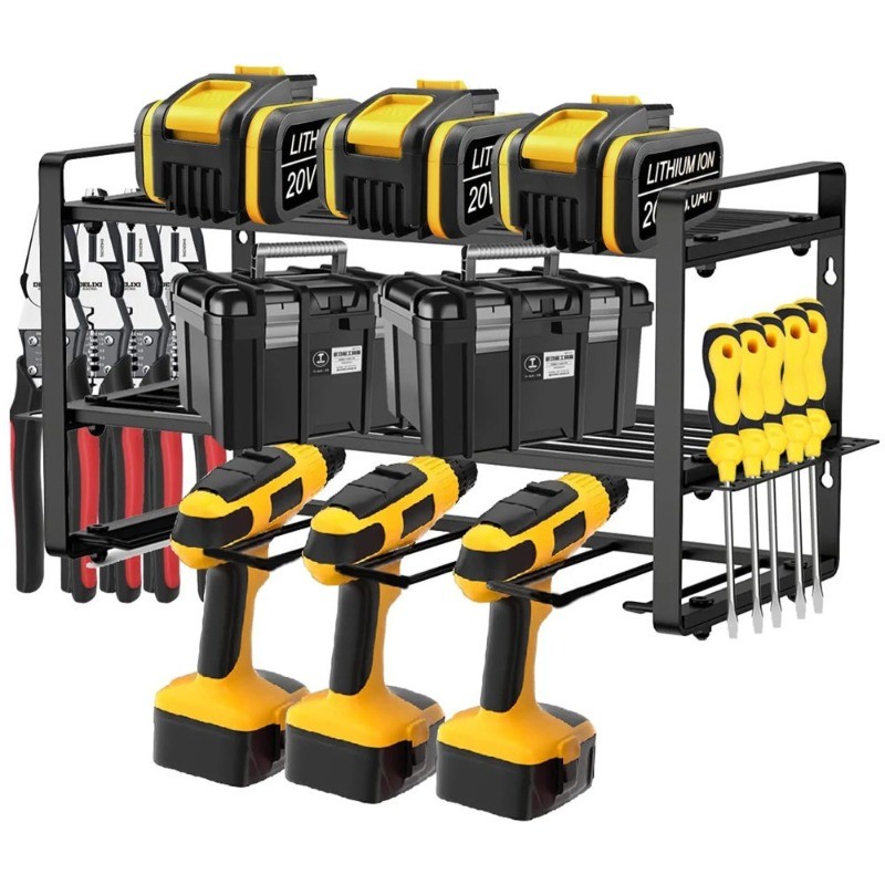 3-Layer Power Tool Rack Electric Drill Holder Wall Mount Wrench ...