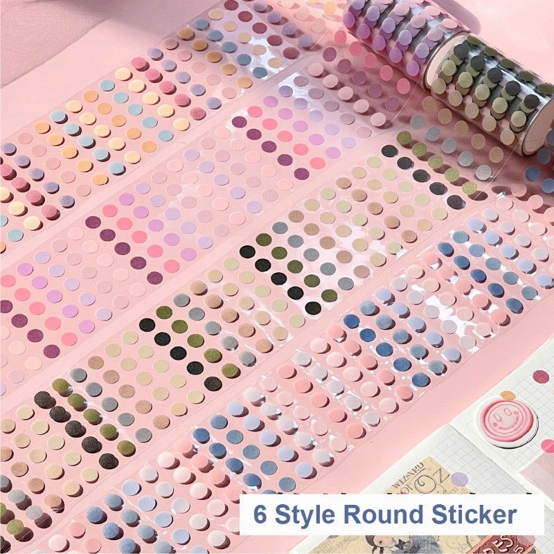 Morandi Dot Washi Tape Round Stickers 60mm*3m Scrapbooking DIY Deco ...