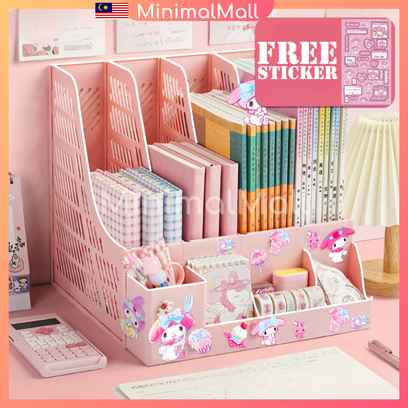 FREE STICKER!!! Bookself Desktop Organizer Storage Rack Office Supplies ...