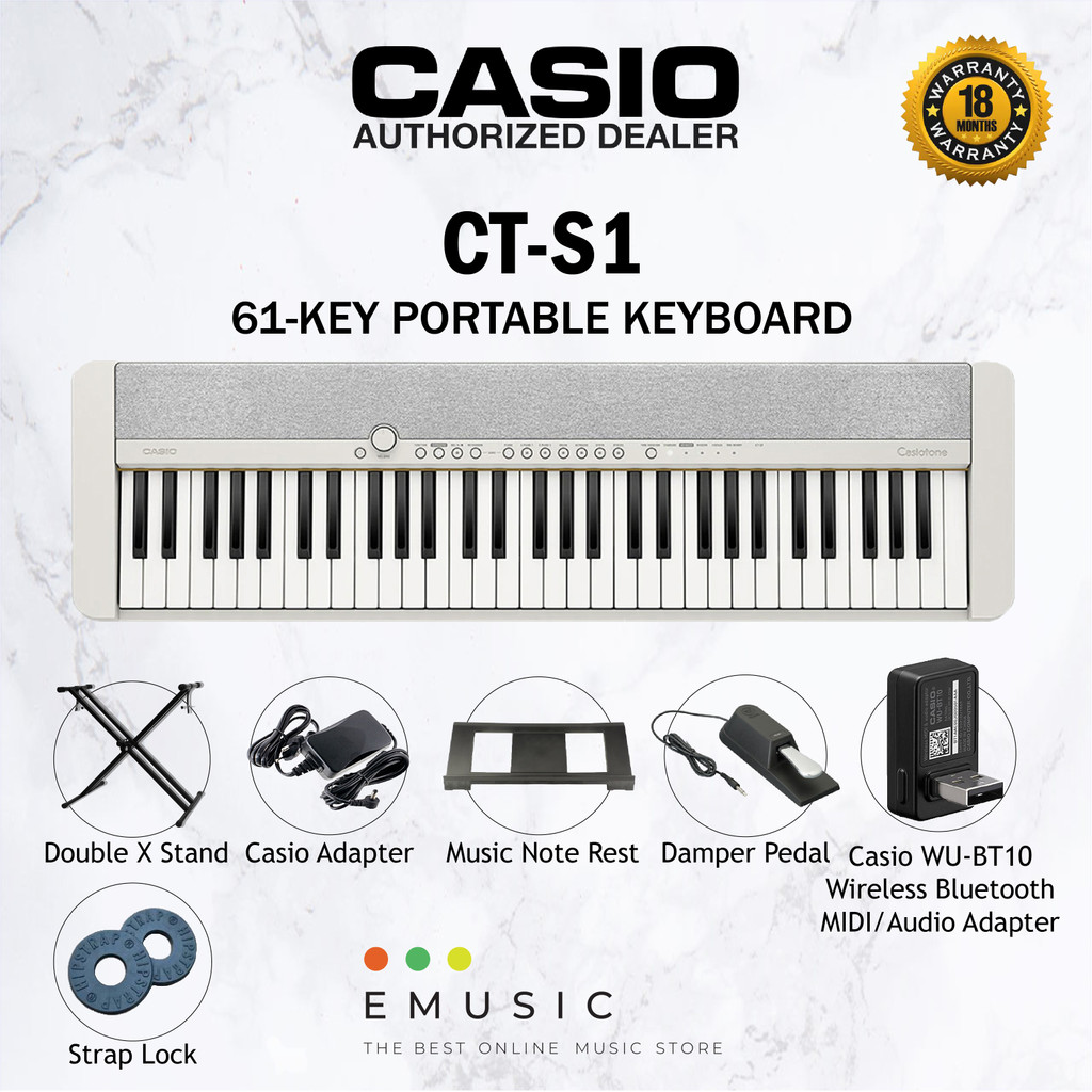 Casio CT-S1 61-key Portable Keyboard with X Stand and Damper Pedal ...