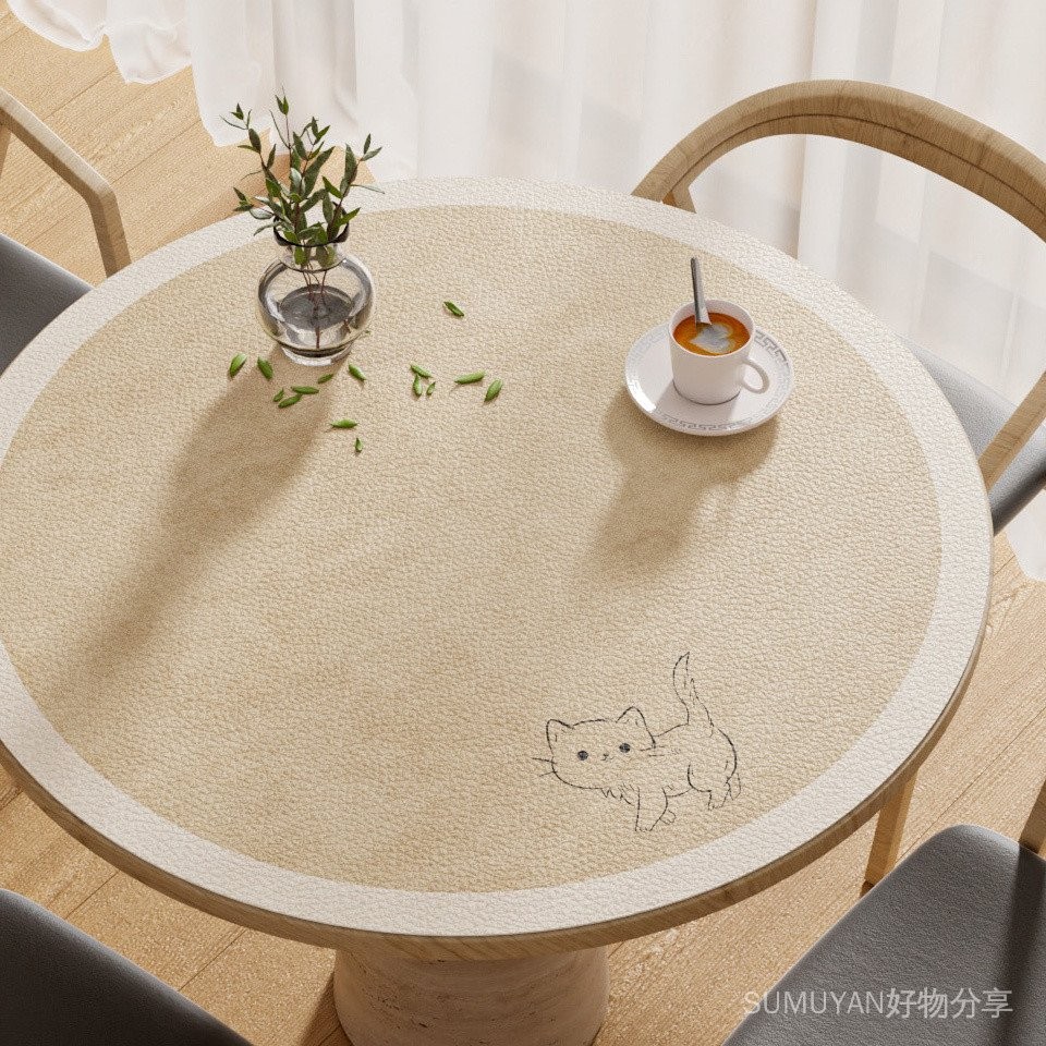 table mat 桌垫 防污 桌面垫 【2292人收藏】皮革圆桌布圆桌桌垫侘寂风防水防油免洗茶几桌面保护垫圆形餐桌垫 现货 4/9 ...