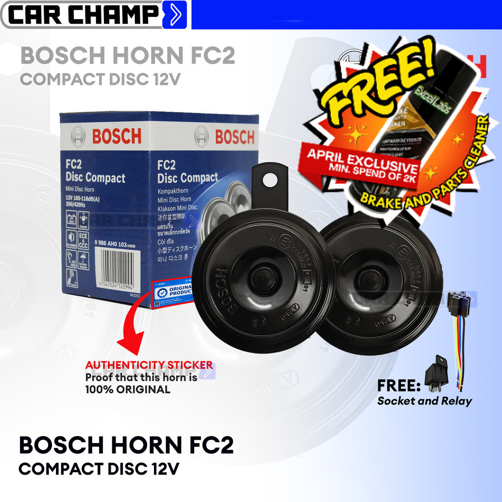 Bosch Horn FC2 - Compact Disc 12V w/ FREE SOCKET & RELAY ( Car ...