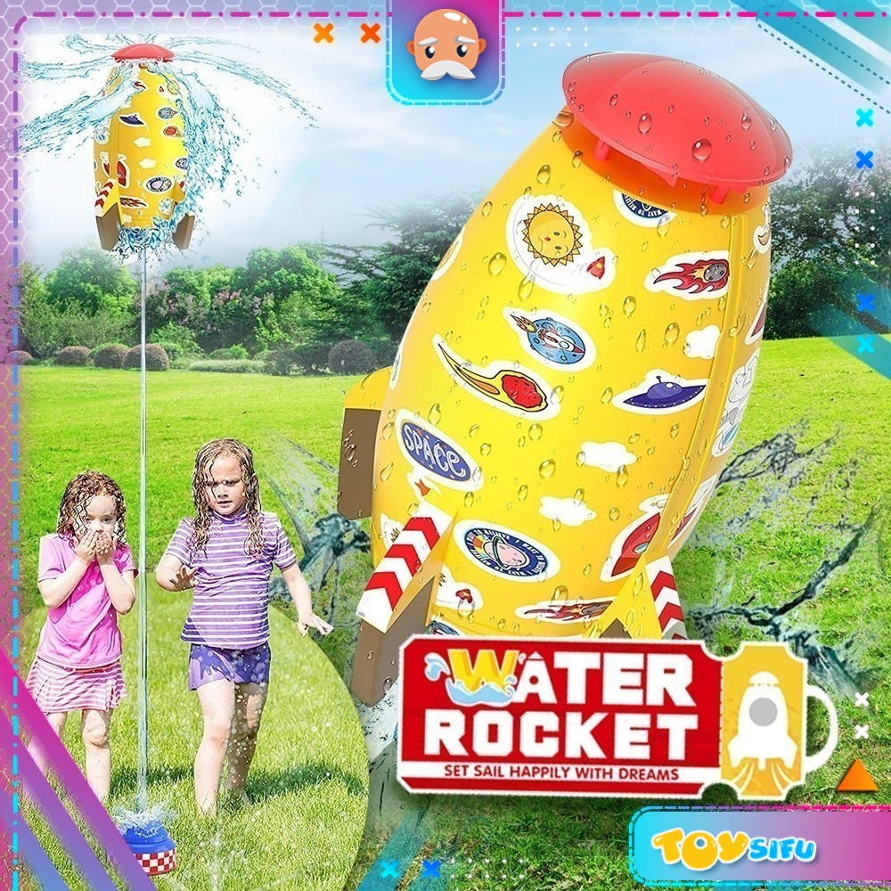 Water Launching Flying Rocket with DIY Stickers Sprinkler Mini Fountain ...