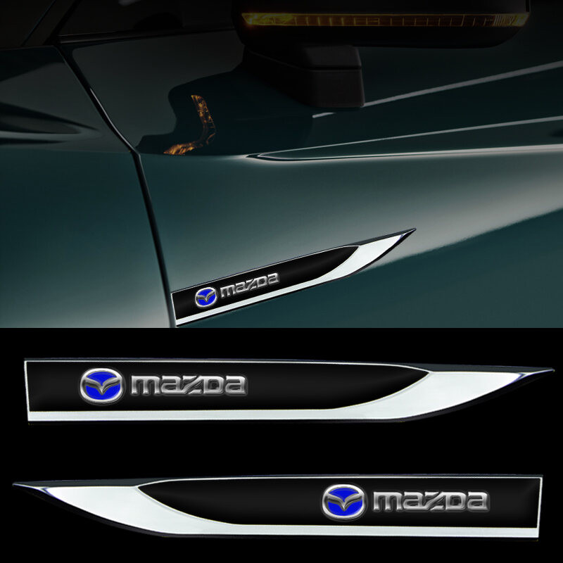 2Pcs Metal Car Sticker Fender Side Blade Badge Decal For Mazda 2 3 6 ...