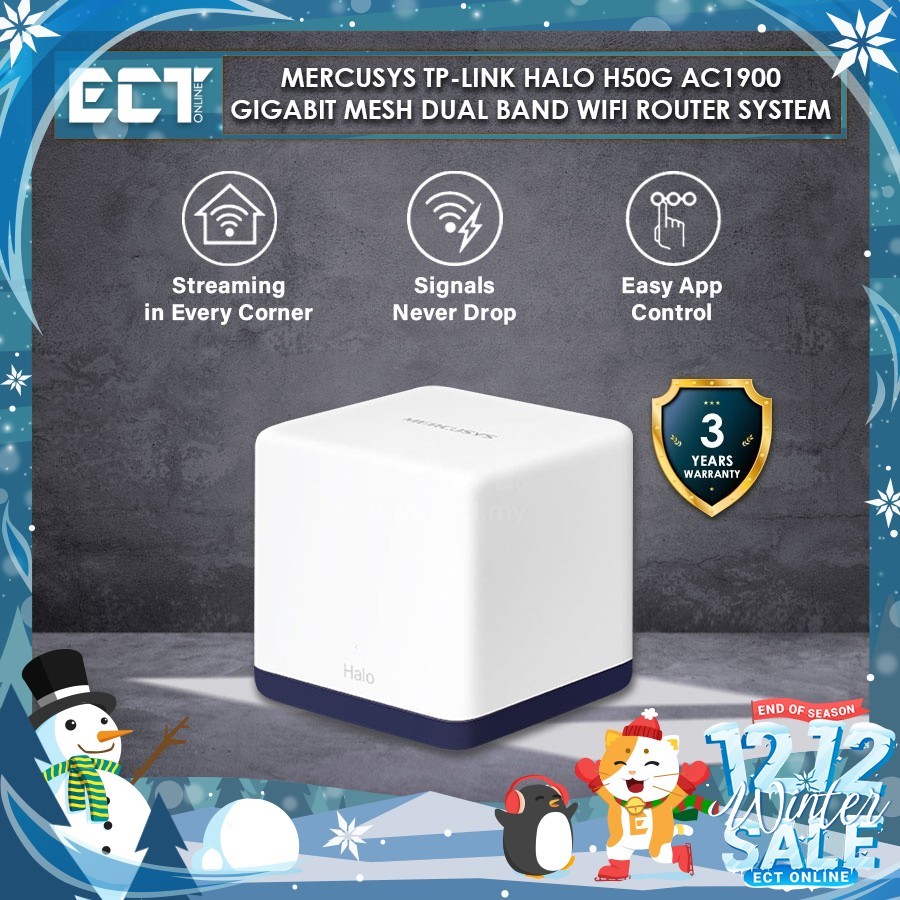 Mercusys TP-Link Halo H50G AC1900 Gigabit Dual Band Whole Home Mesh ...