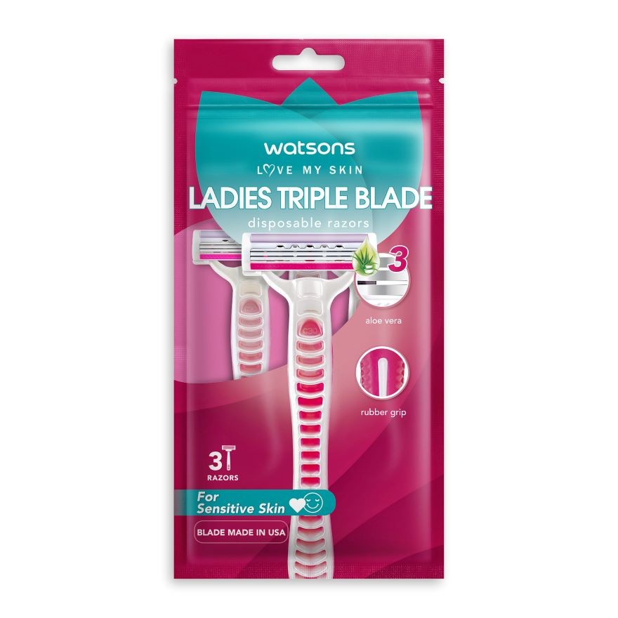 WATSONS Ladies Triple Blade Disposable Razor 3S | Shopee Malaysia