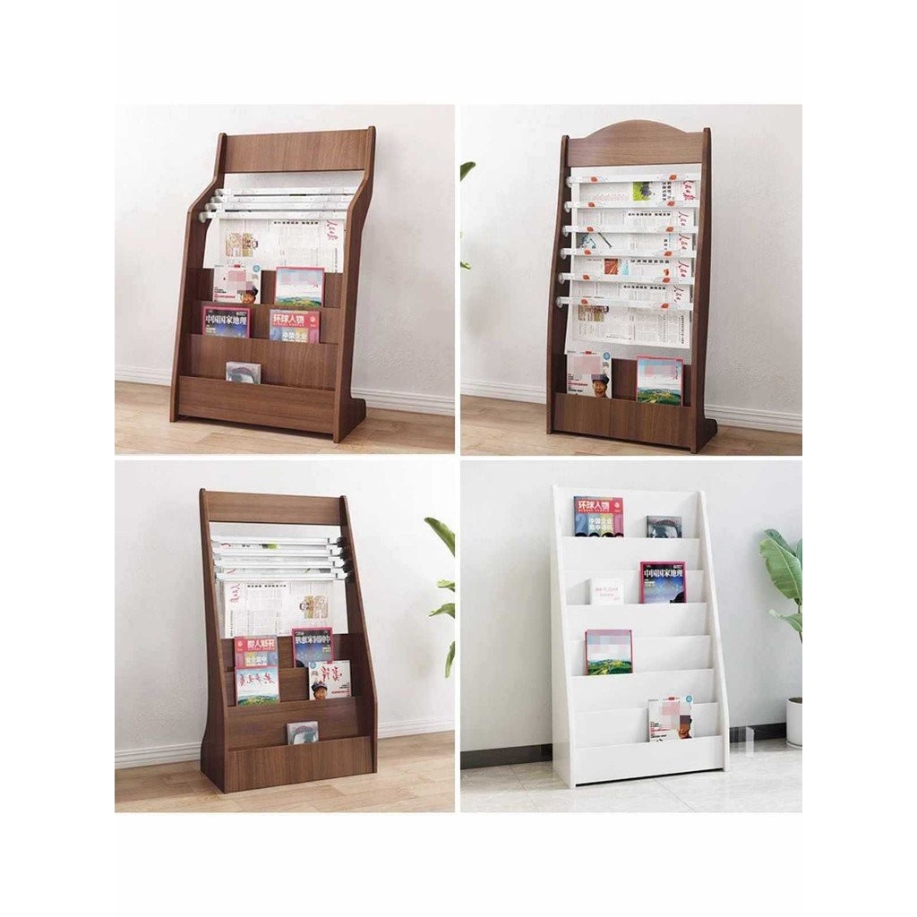 Magazine Rack Wooden Newspaper Rack Data Rack Floor Standing Newspaper ...