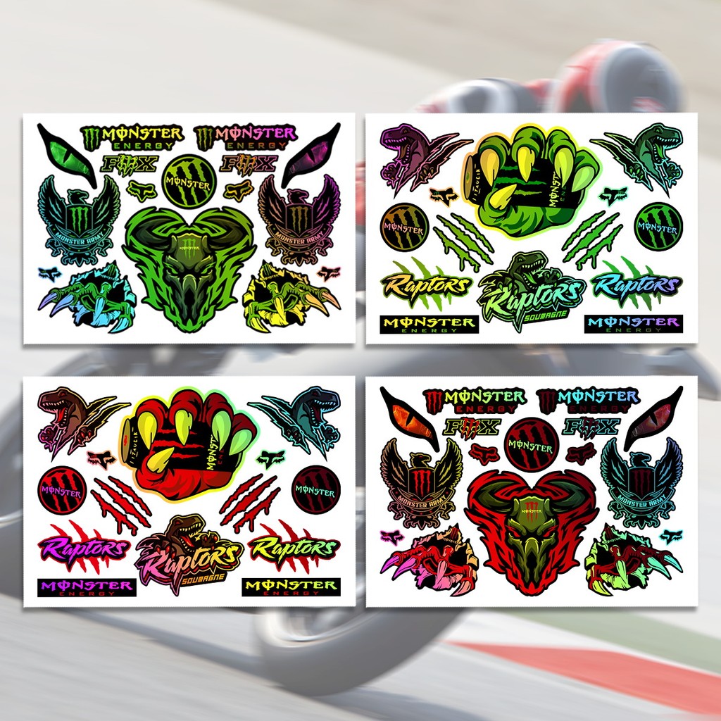 Monster Energy Stickers Laser Colorful Motorcycle Helmet Body ...