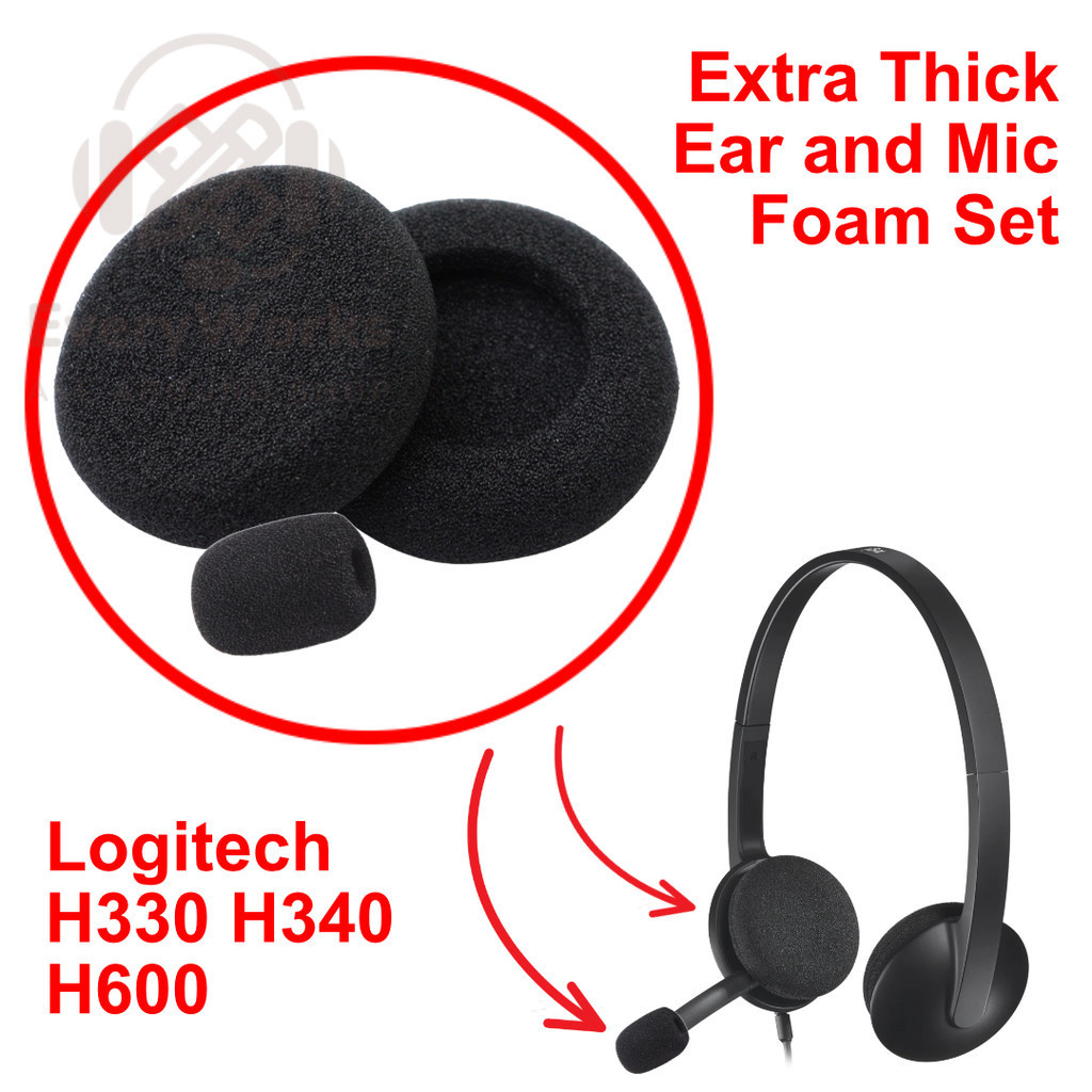 Logitech H330 H340 H600 Ear foams and Mic Foam Set Sponge Microphone ...