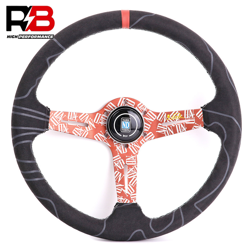 14inch 350mm ND Graffiti Steering Wheel Deep Dish suede Leather Drift ...