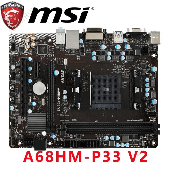 used MSI A68HMP33 V2 (Support A8 7680) MicroATX FM2+ DDR3
