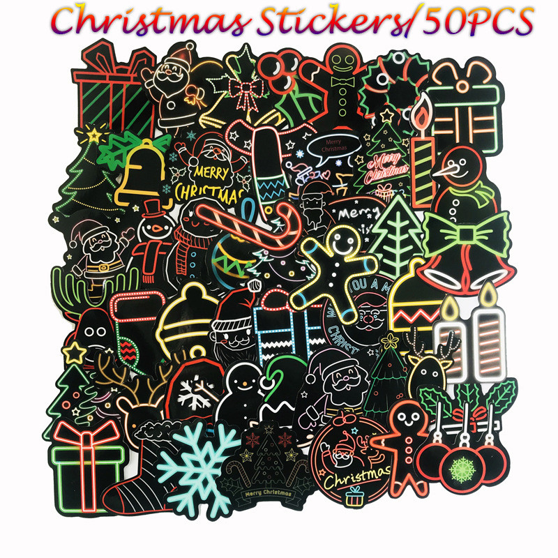 50pcs Chritsmas Stickers Water Bottles Laptop Phone Motorcycle Computer ...