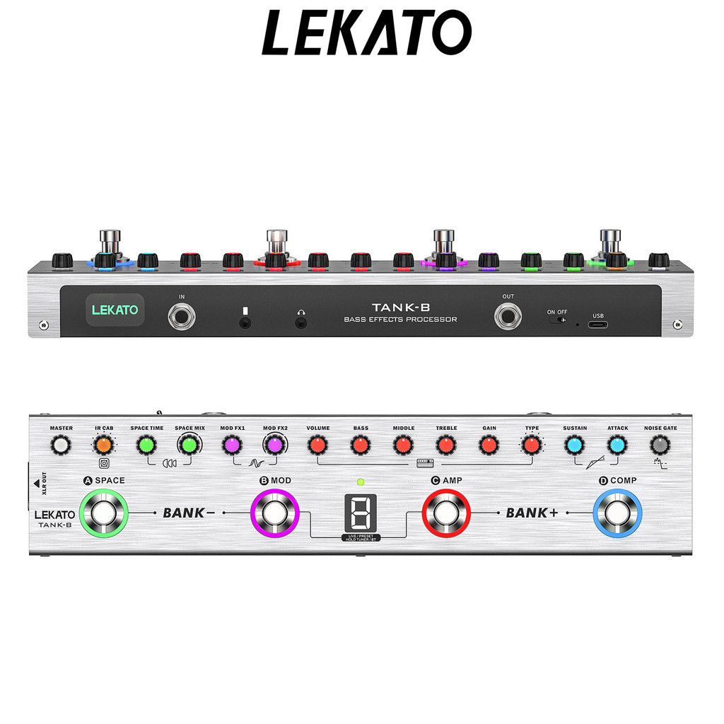 LEKATO Tank-B Bass Multi Effects Pedal with 36 Presets Editable 4 ...