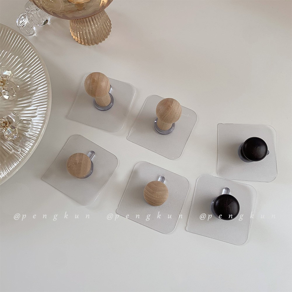 【2pcs】 Japanese-style Solid Wood Wall Hooks, Punch-Free, Retro Coat ...