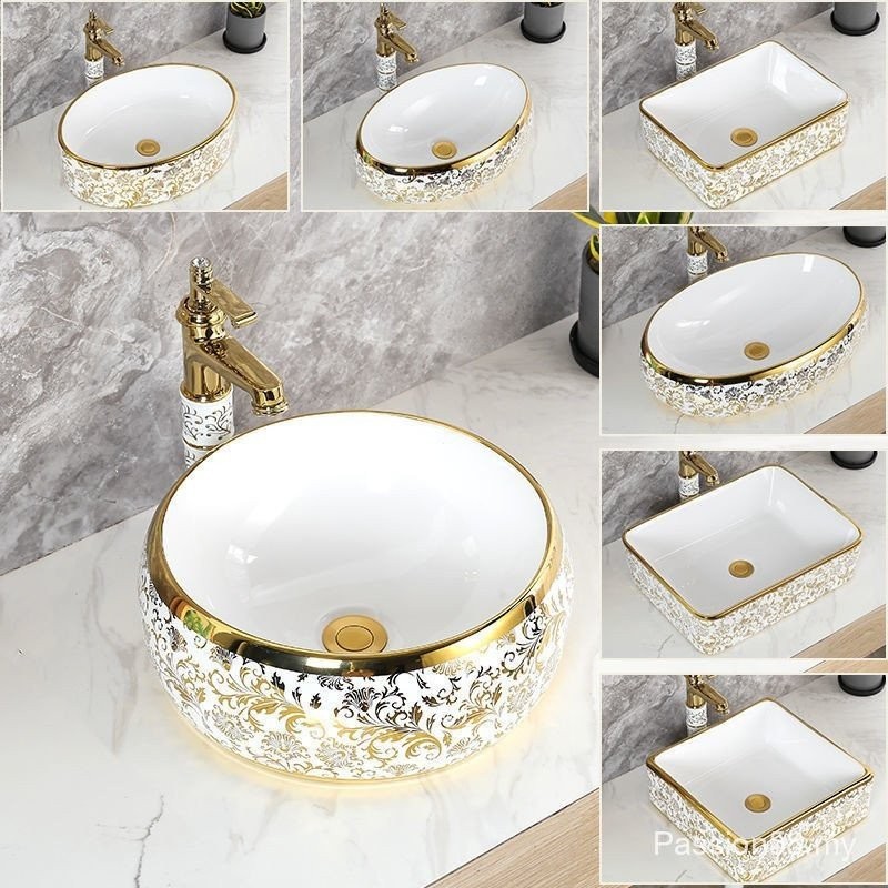 Hand Basin Gold-Plated Color Gold Direct Sale Art Basin Factory Table ...