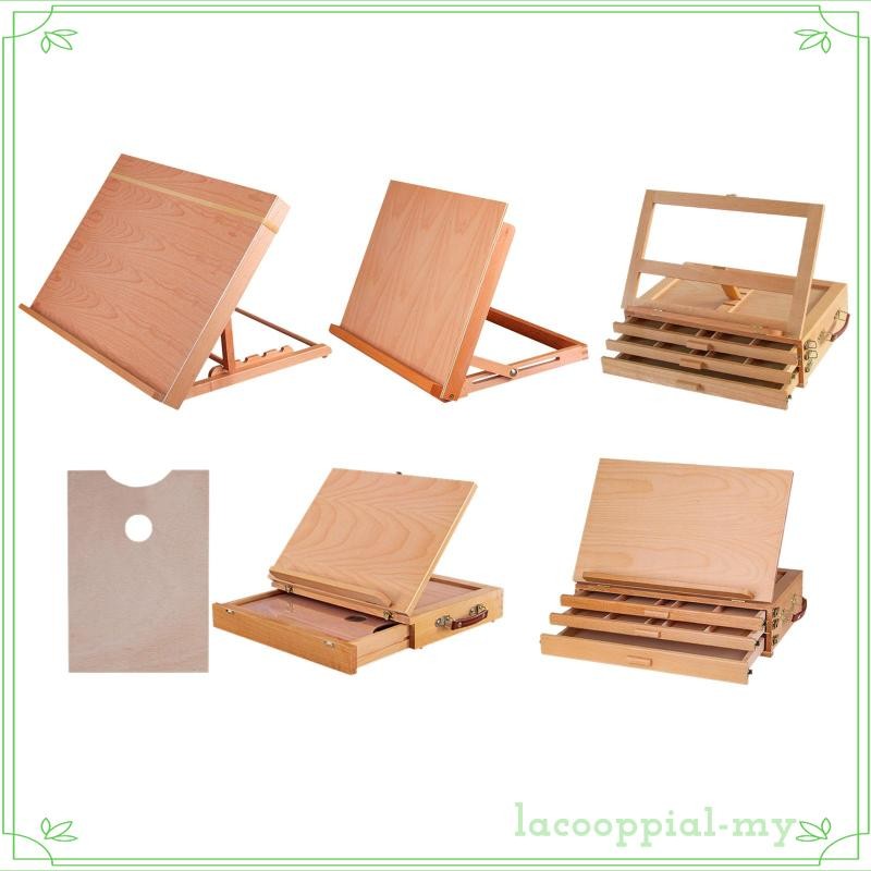 [LacooppiafeMY] Natural Beech Wood Drafting Table Easel Sketch Box ...