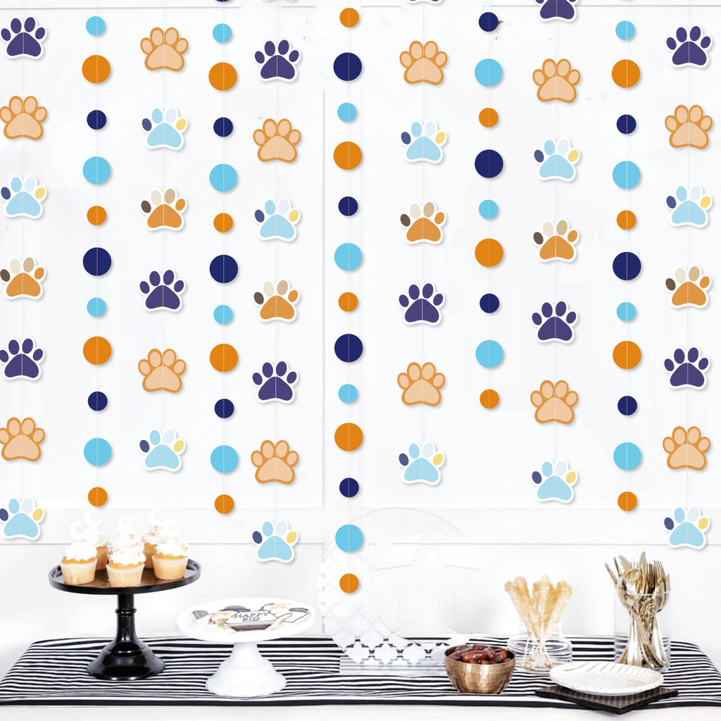 Duraaamo 8 Pack Dog Party Banner - Pink Paw Print Paper Garland For Pet Birthday, Baby Shower, Let's Pawty Decorations 6 thumbnail image