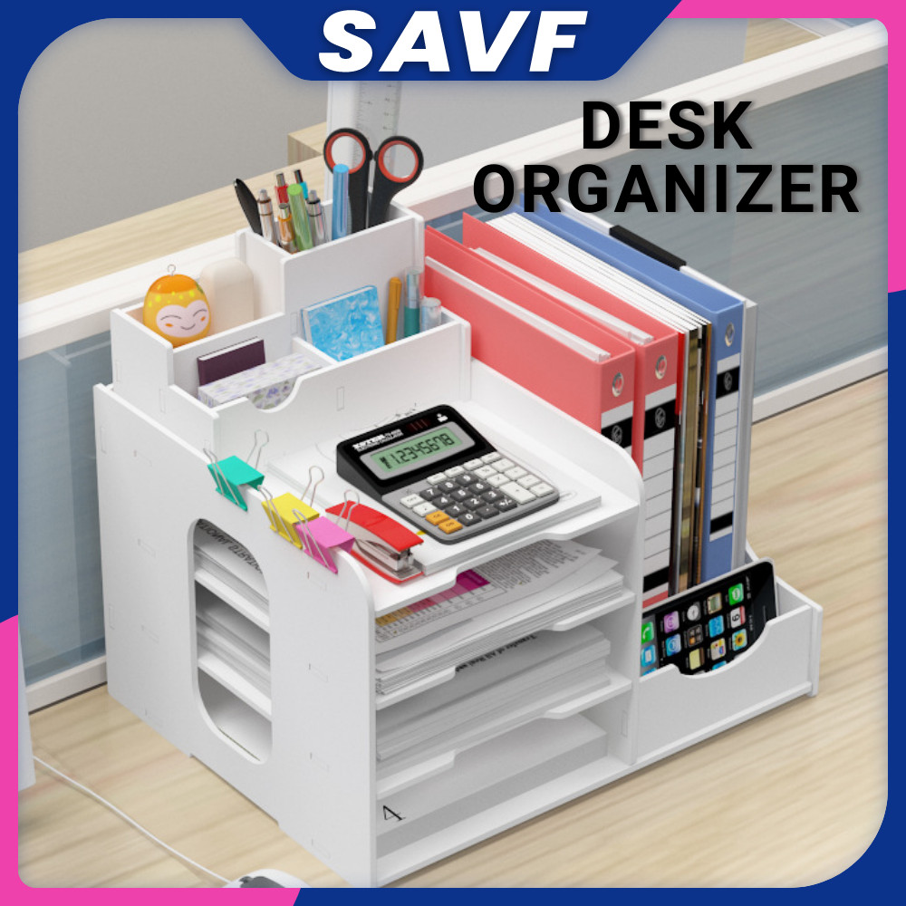 SAVF File Holder Document Tray Office Desk Storage Stationery Box Rak ...