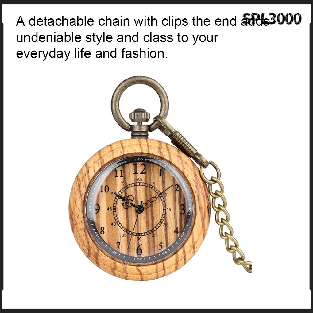 1/2 Unique Mens Wooden Pocket Watch And Necklace Set With Detachable ...