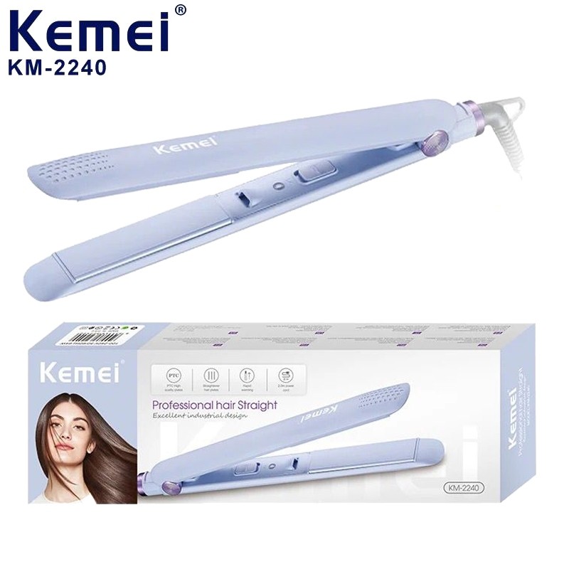 Kemei KM2240 Flat Iron Hair Straightener Portable Negative Ion