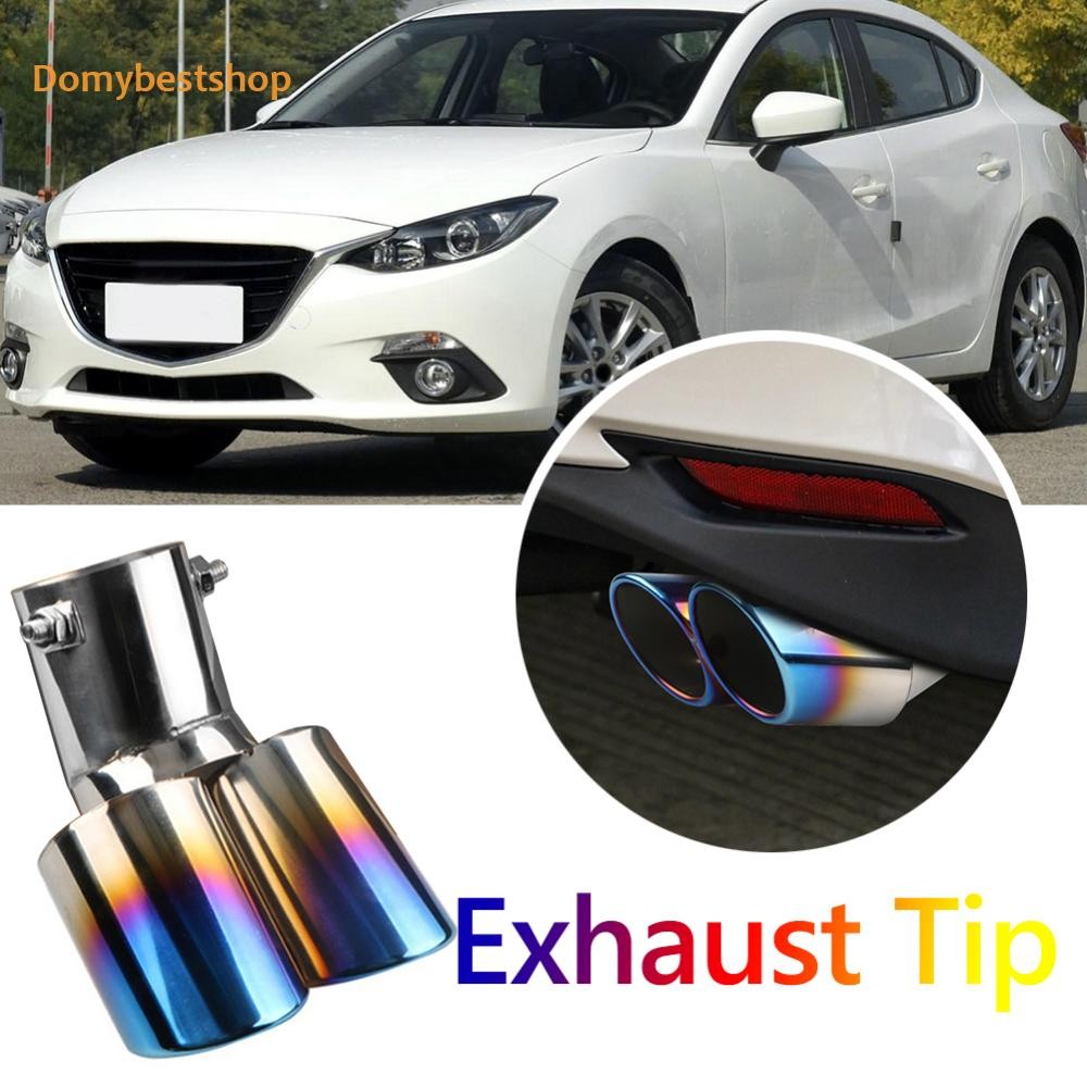 Car Exhaust Muffler Tip Stainless Steel Tail Throat Tailpipe Dual ...