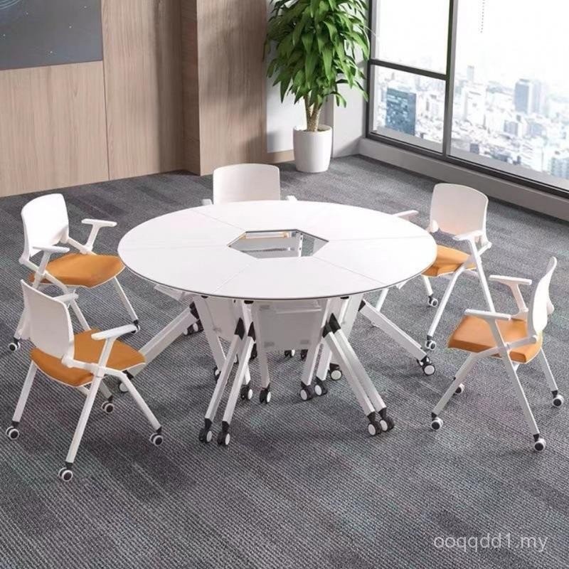 Smart Classroom Foldable Training Table Fan Round Table Combination ...