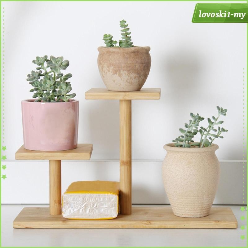 [LovoskibcMY] Small Potted Plant Stand Display Shelf Wooden Tiered ...
