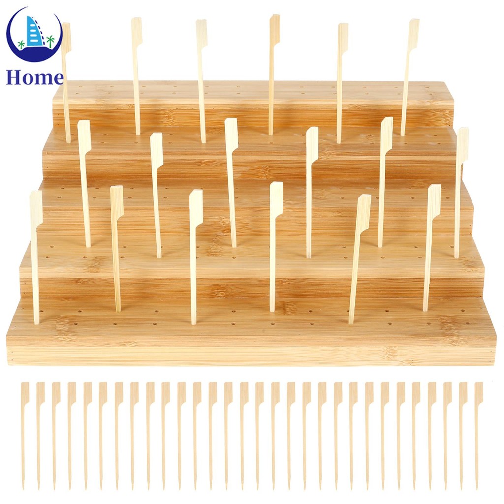 5 Tier Bamboo Party Food Display Rack with 120 Holes Enduring Appetizer ...